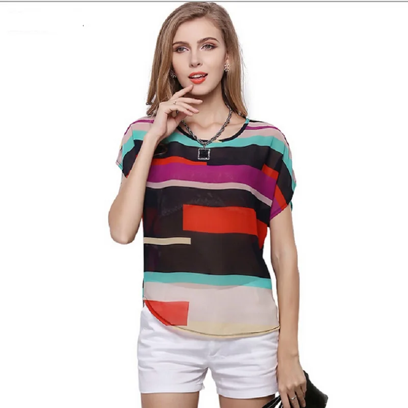 2019 Summer Color Striped Bat Shirt Maternity Loose Short Sleeves Irregular Colorful Striped Blouses Chiffon Tops
2019 Summer Color Striped Bat Shirt Maternity Loose Short Sleeves Irregular Colorful Striped Blouses Chiffon Tops