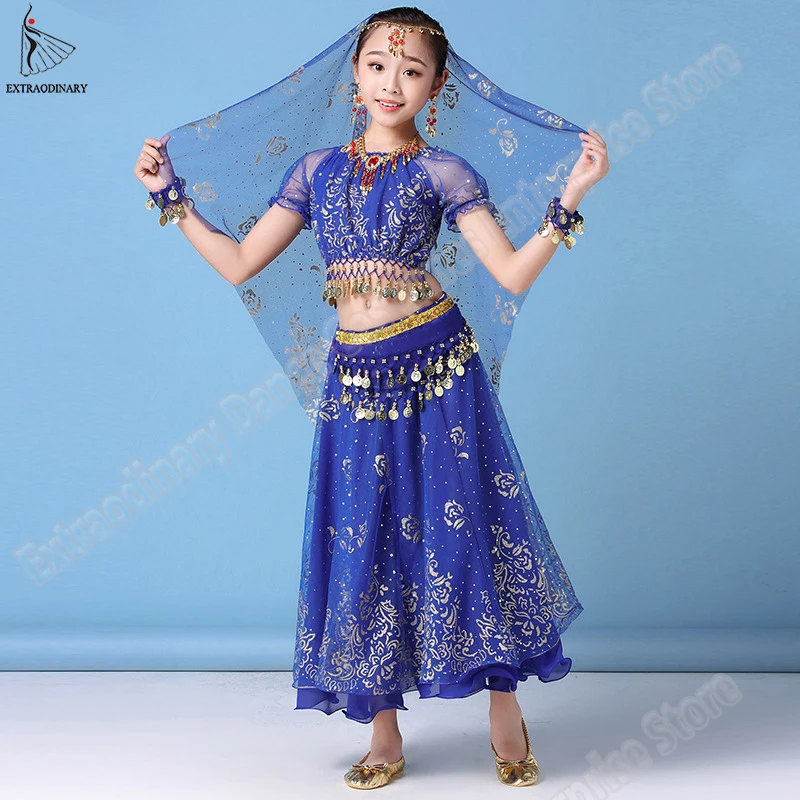 New Kids Belly Dancing India Children Dance Bollywood Costume Set Sari Outfit Halloween Chiffon Top Belt Skirt Veil Headpiece
New Kids Belly Dancing India Children Dance Bollywood Costume Set Sari Outfit Halloween Chiffon Top Belt Skirt Veil Headpiece