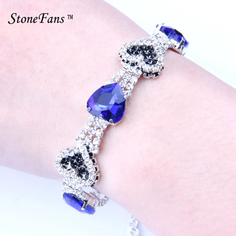 StoneFans Stylish Women Girls New Heart Of Ocean Blue Black Sliver Plated Crystal Rhinestone Heart Charm Bracelet Gift Jewelry
StoneFans Stylish Women Girls New Heart Of Ocean Blue Black Sliver Plated Crystal Rhinestone Heart Charm Bracelet Gift Jewelry