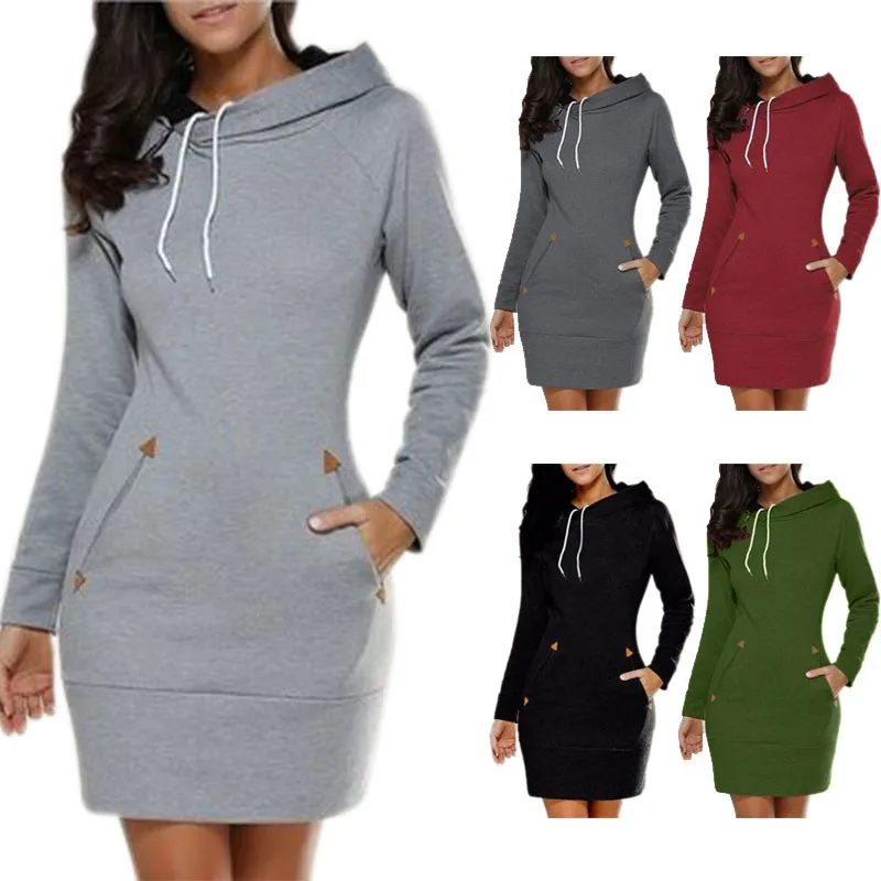 Winter Dress Women Hoodies Sweatshirt Dress Fashion Hooded Drawstring Full Sleeves Fleeces Women Dresses Plus Size S-5XL
Winter Dress Women Hoodies Sweatshirt Dress Fashion Hooded Drawstring Full Sleeves Fleeces Women Dresses Plus Size S-5XL