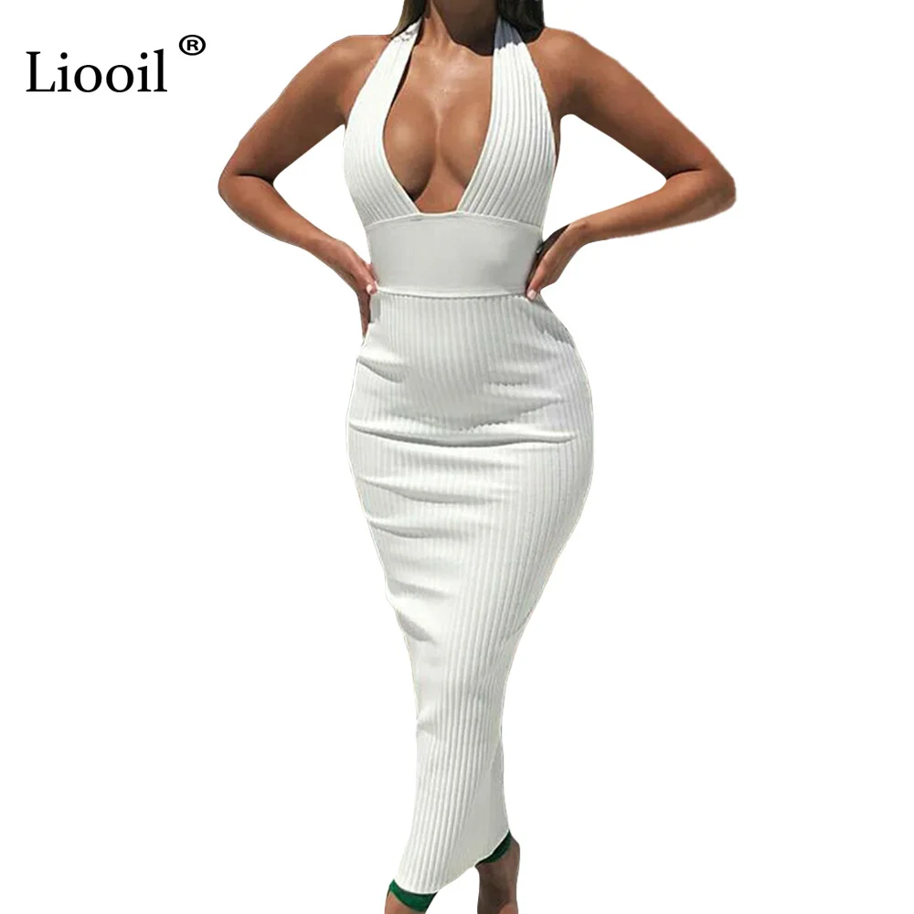 Liooil Black White Halter Sexy Dress Club Wear Deep V Neck Backless Maxi Dress Women 2019 High Waist Bodycon Party Long Dresses
Liooil Black White Halter Sexy Dress Club Wear Deep V Neck Backless Maxi Dress Women 2019 High Waist Bodycon Party Long Dresses