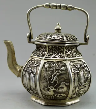 wedding decoration Collectible Decorated Old Handwork Tibet Silver Carve Fish Fruit Flower Tea Pot
wedding decoration Collectible Decorated Old Handwork Tibet Silver Carve Fish Fruit Flower Tea Pot