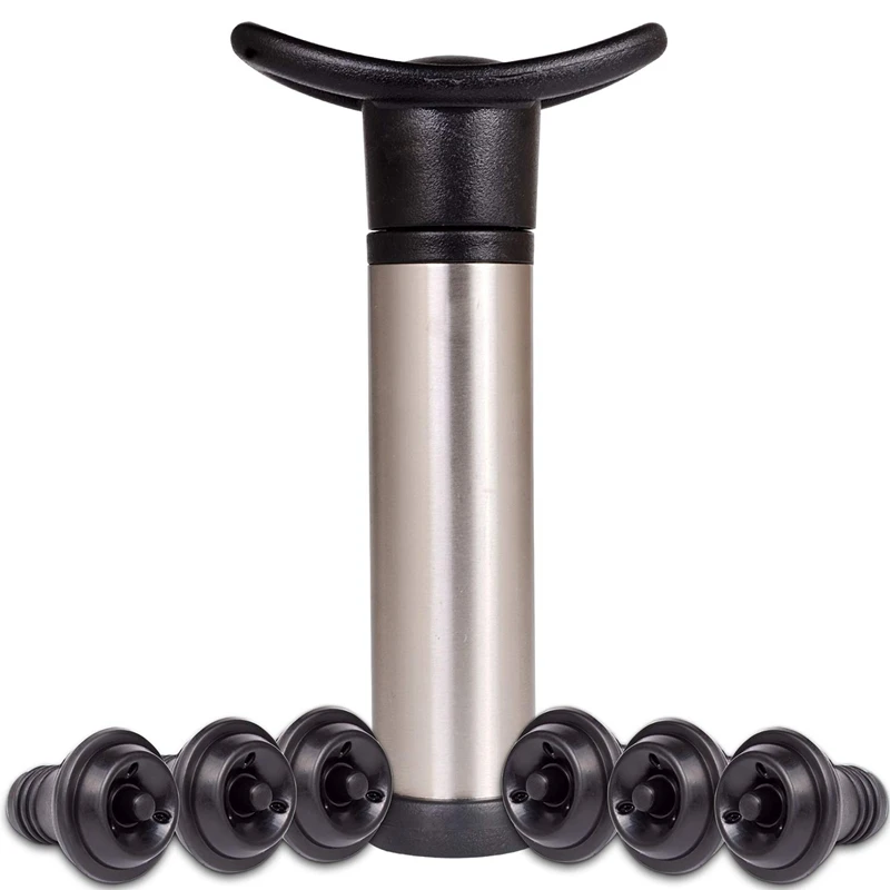 Wine Preserver Vacuum Air Pump With 6 Wine Bottle Stoppers Durable Stainless Steel Construction Airtight, Leak-Proof Seal Easy
Wine Preserver Vacuum Air Pump With 6 Wine Bottle Stoppers Durable Stainless Steel Construction Airtight, Leak-Proof Seal Easy