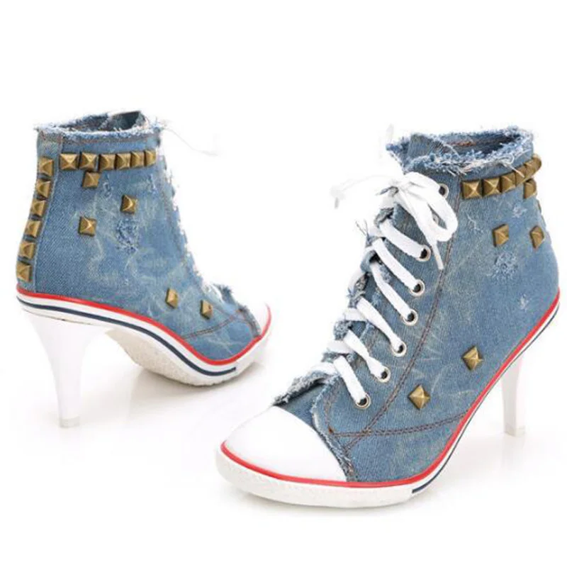Spring Summer Platform Sexy Heels rivet Women Shoes Fashion Ladies Pumps denim canvas High Heels Pointed Toe Ankle Strap Shoes
Spring Summer Platform Sexy Heels rivet Women Shoes Fashion Ladies Pumps denim canvas High Heels Pointed Toe Ankle Strap Shoes