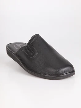Man's black wrapped slippers leather cosy sandal home-wearing shoes