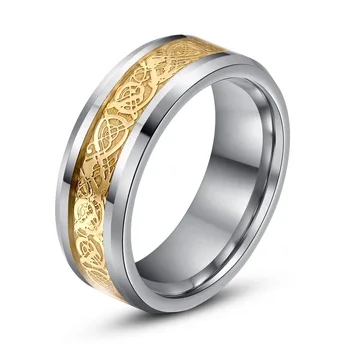 F&U Ring Men AndReal Tungsten Ring 8mm Gold Celtic Dragon Inlay Polished Engagement Rings Wedding Band Fashion Party Men Jewelry
F&U Ring Men AndReal Tungsten Ring 8mm Gold Celtic Dragon Inlay Polished Engagement Rings Wedding Band Fashion Party Men Jewelry
