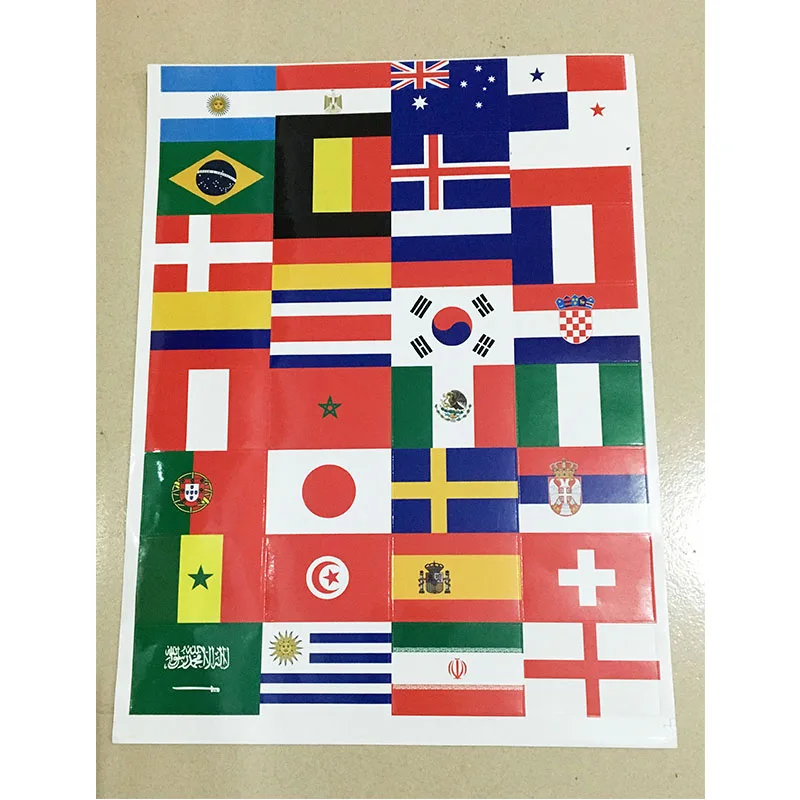 2018 Russia Football Cup 32 Countries Flag Stickers 4cm*6cm Size Self-stick for Face Laptop good quality
2018 Russia Football Cup 32 Countries Flag Stickers 4cm*6cm Size Self-stick for Face Laptop good quality
