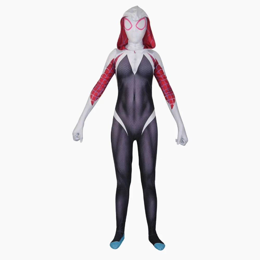 

3D Print Spider Gwen Stacy Spandex Lycra Zentai Spiderman Costume for Halloween Cosplay Female Girl Spider Suit Anti-Venom Gwen