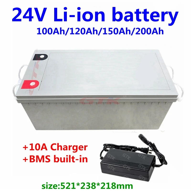 24V 100Ah 120Ah 150Ah 200Ah Lithium ion battery pack with BMS for solar pannel energy storage motorhome Campervans+ 10A Charger
24V 100Ah 120Ah 150Ah 200Ah Lithium ion battery pack with BMS for solar pannel energy storage motorhome Campervans+ 10A Charger