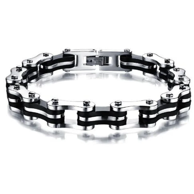MD Punk Jewelry Silicone Biker Bicycle Motorcycle Chain Men's Bracelets Bangles 9mm Titanium Steel Bracelet браслет мужской
MD Punk Jewelry Silicone Biker Bicycle Motorcycle Chain Men's Bracelets Bangles 9mm Titanium Steel Bracelet браслет мужской