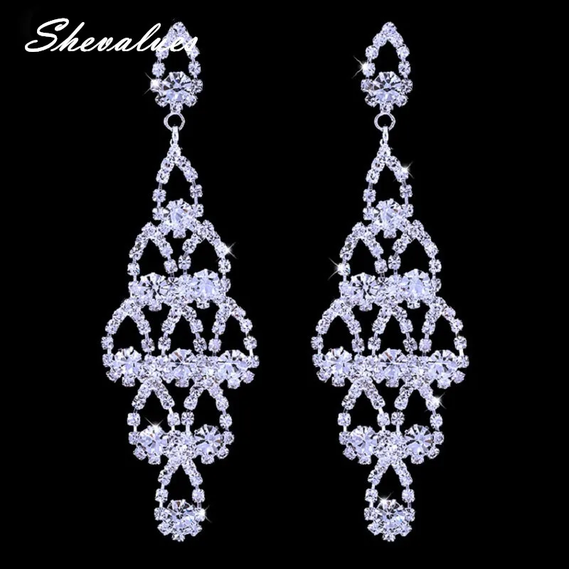 SHEVALUES Luxury Rhinestone Big Drop Earrings Silver Crystal Chandelier Dangle Tassel Earrings Teardrop Wedding Bridal Earrings
SHEVALUES Luxury Rhinestone Big Drop Earrings Silver Crystal Chandelier Dangle Tassel Earrings Teardrop Wedding Bridal Earrings