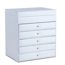 White Large Jewelry Box Ring Organiser Jewellery Display Case Black Cabinet Bracelets Necklaces Packaging Case PU Leather Casket
White Large Jewelry Box Ring Organiser Jewellery Display Case Black Cabinet Bracelets Necklaces Packaging Case PU Leather Casket