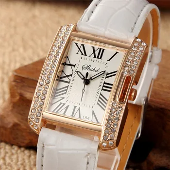 Fashionable rectangular belt lady watch female style diamond set popular student electronic quartz watch
Fashionable rectangular belt lady watch female style diamond set popular student electronic quartz watch