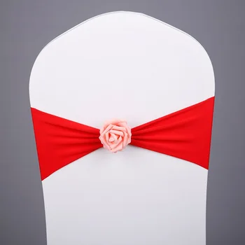 Red colour spandex sashes with rose ball artifical flower for stretch chair covers wedding lycra bow tie band wholesale
Red colour spandex sashes with rose ball artifical flower for stretch chair covers wedding lycra bow tie band wholesale