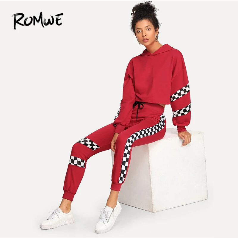 ROMWE Plaid Panel Hoodie Top With Drawstring Pants Women Casual Spring Autumn Two-Piece Set Female Long Sleeve Two-piece Outfits
ROMWE Plaid Panel Hoodie Top With Drawstring Pants Women Casual Spring Autumn Two-Piece Set Female Long Sleeve Two-piece Outfits