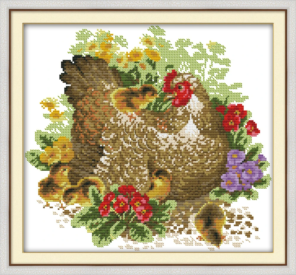 Chicken mother and chick cross stitch kit aida 14ct 11ct count printed canvas stitches embroidery DIY handmade needlework
Chicken mother and chick cross stitch kit aida 14ct 11ct count printed canvas stitches embroidery DIY handmade needlework