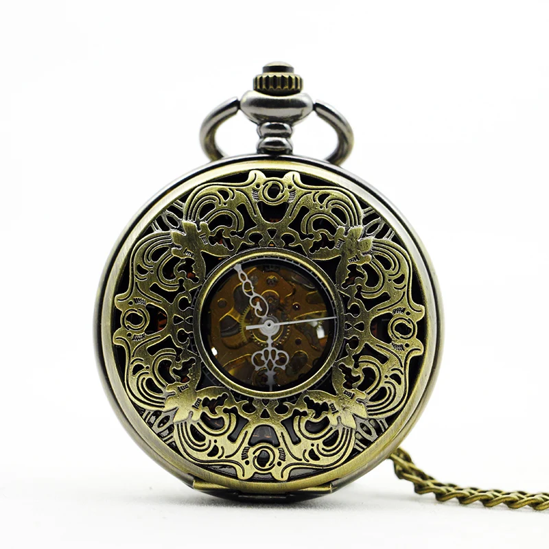 Fashion Vintage Bronze Mens Mechanical Pocket Watches Skeleton Movement Victorian Carving Flower Design Nursing Watches PJX1081
Fashion Vintage Bronze Mens Mechanical Pocket Watches Skeleton Movement Victorian Carving Flower Design Nursing Watches PJX1081