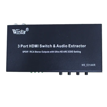 Wiistar 2019new style 3 Port Switch HDMI MHL Audio Extractor SPDIF/RCA stereo out puts whith oltra HD ARC EDID sotting
Wiistar 2019new style 3 Port Switch HDMI MHL Audio Extractor SPDIF/RCA stereo out puts whith oltra HD ARC EDID sotting