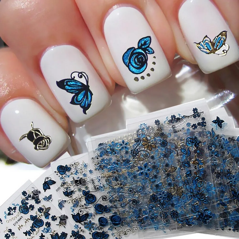 24Pcs/lot 3D Nail Sticker Tree Leaf Butterfly Flora Pattern Stamping Charms Bronzing Blue Gold Silver Nail Art Decal
24Pcs/lot 3D Nail Sticker Tree Leaf Butterfly Flora Pattern Stamping Charms Bronzing Blue Gold Silver Nail Art Decal