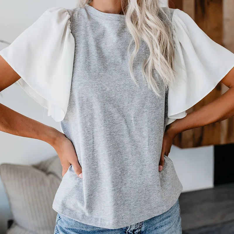 Flare Short Sleeve Women Blouses Shirts O Neck Patchwork Loose Pullover Blouse Top Ladies 2019 Summer Streetwear Tops Plus Size
Flare Short Sleeve Women Blouses Shirts O Neck Patchwork Loose Pullover Blouse Top Ladies 2019 Summer Streetwear Tops Plus Size