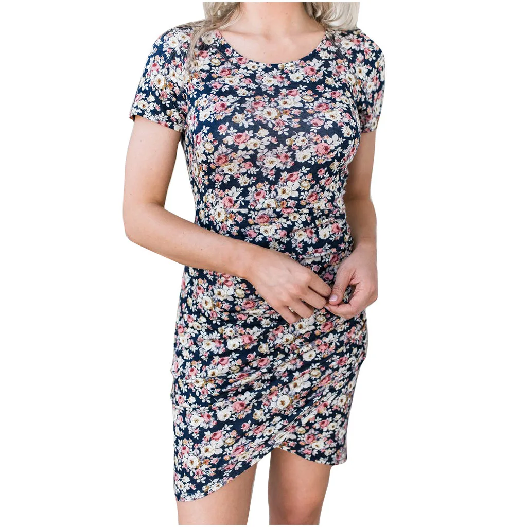 2019 Summer Women Beach Dress Sundresss Cotton Casual O-Neck Navy Floral Print Short Sleeve Bodycon Mini Dress L614
2019 Summer Women Beach Dress Sundresss Cotton Casual O-Neck Navy Floral Print Short Sleeve Bodycon Mini Dress L614