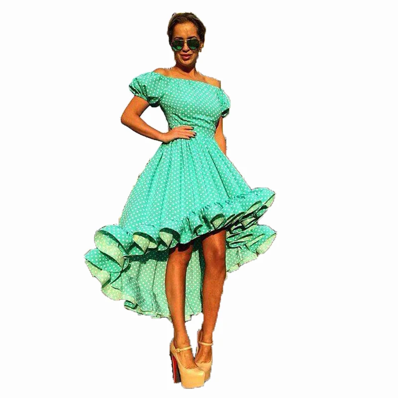 HIGH QUALITY Newest 2017 Russian Fashion Women's Sweet Puff Sleeve Slash Neck Dot Print Cotton Casual Dovetail Ball Gown Dress
HIGH QUALITY Newest 2017 Russian Fashion Women's Sweet Puff Sleeve Slash Neck Dot Print Cotton Casual Dovetail Ball Gown Dress