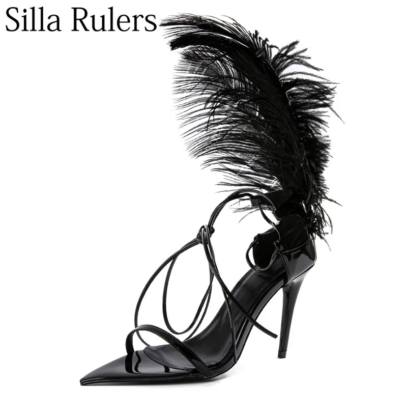 Silla Rulers new sexy ladies black feather sandals super high heel ankle strap women sandals toe clamping summer shoes woman
Silla Rulers new sexy ladies black feather sandals super high heel ankle strap women sandals toe clamping summer shoes woman