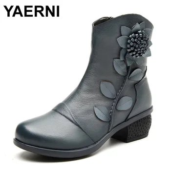 YAERNI New Women's Fashion Winter Warm Genuine Leather Ankle Boots Women Oblique Zipper Floral Boots for Women Red Black Blue 
YAERNI New Women's Fashion Winter Warm Genuine Leather Ankle Boots Women Oblique Zipper Floral Boots for Women Red Black Blue