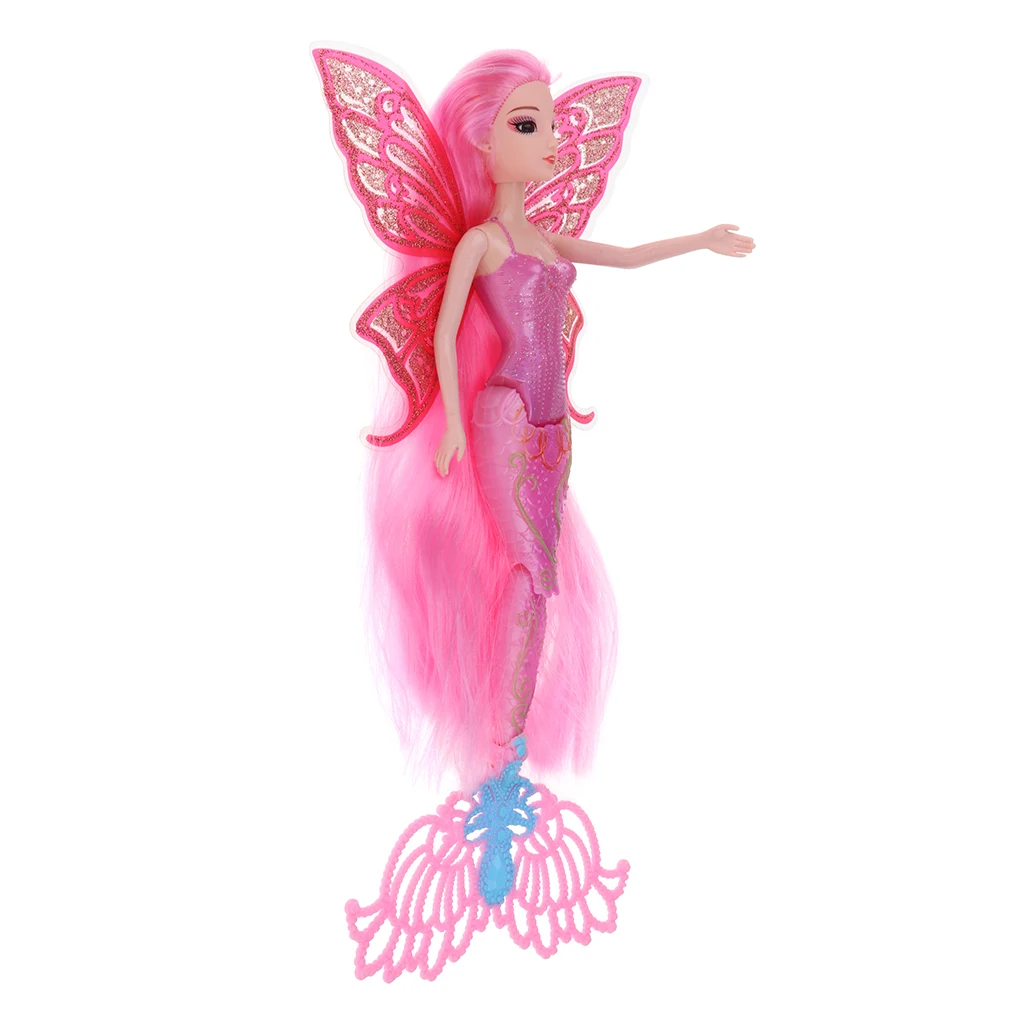 30cm Pink Modern Girl Magical Mermaid Doll with Wing Kids Birthday Gift Children Pretend Play Toy Cake Toppers