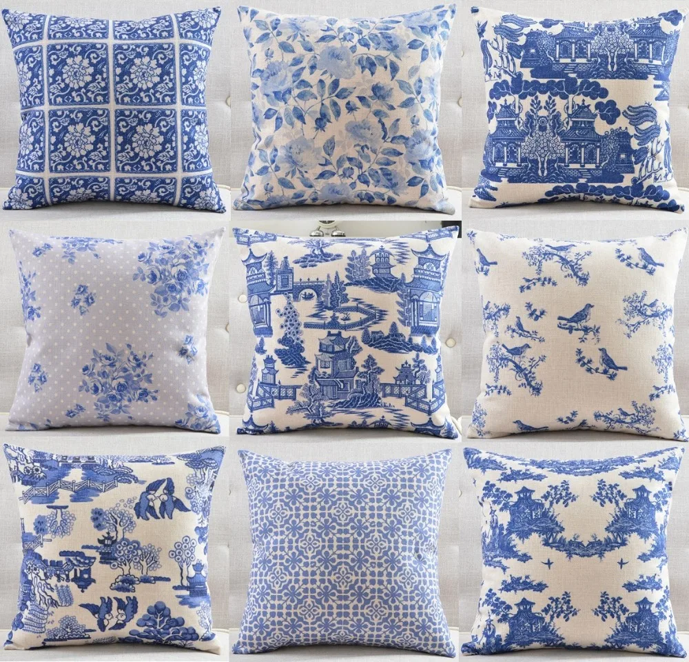 Chinese Blue and White Porcelain Pattern Cushion Covers Village Town Tree Bids Flowers Cushion Cover Linen Cotton Pillowcase
Chinese Blue and White Porcelain Pattern Cushion Covers Village Town Tree Bids Flowers Cushion Cover Linen Cotton Pillowcase