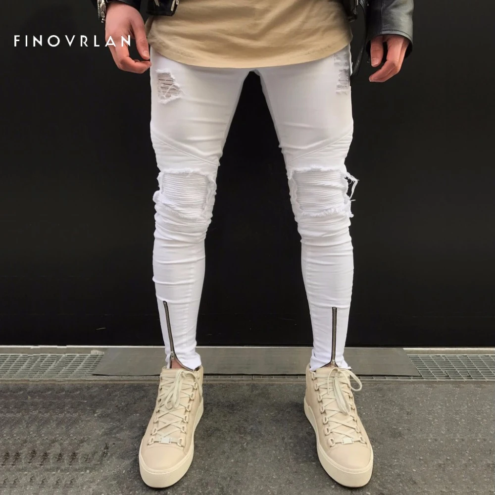 2018 new Men white Jeans Stretch Destroyed Ripped Design Fashion Ankle Zipper Skinny Jeans For Men
2018 new Men white Jeans Stretch Destroyed Ripped Design Fashion Ankle Zipper Skinny Jeans For Men