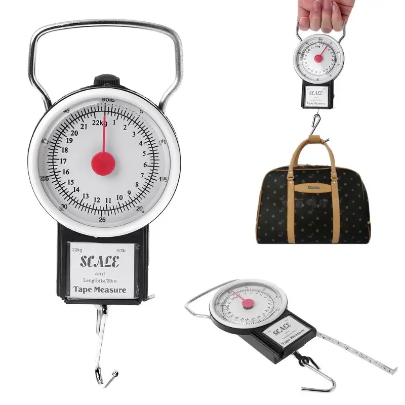

2019 NEW 22kg/50lb Portable Hanging Scale Balance Fish Hook Weighing Balance Kitchen With Measuring Tape Measure Fishing Scales