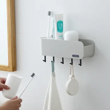 Wall Mount Toothbrush Holder Plastic Bathroom Storage Rack with Hook Bathroom Accessories Set
Wall Mount Toothbrush Holder Plastic Bathroom Storage Rack with Hook Bathroom Accessories Set