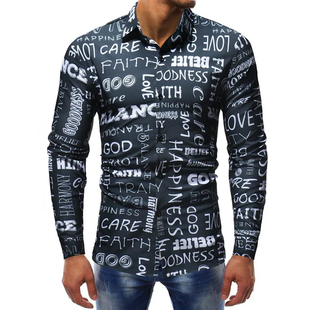 FeiTong long sleeve shirt men pattern vintage shirt Mens Fashion Letter Printed Blouse Casual Long Sleeve Slim Shirts Tops
FeiTong long sleeve shirt men pattern vintage shirt Mens Fashion Letter Printed Blouse Casual Long Sleeve Slim Shirts Tops