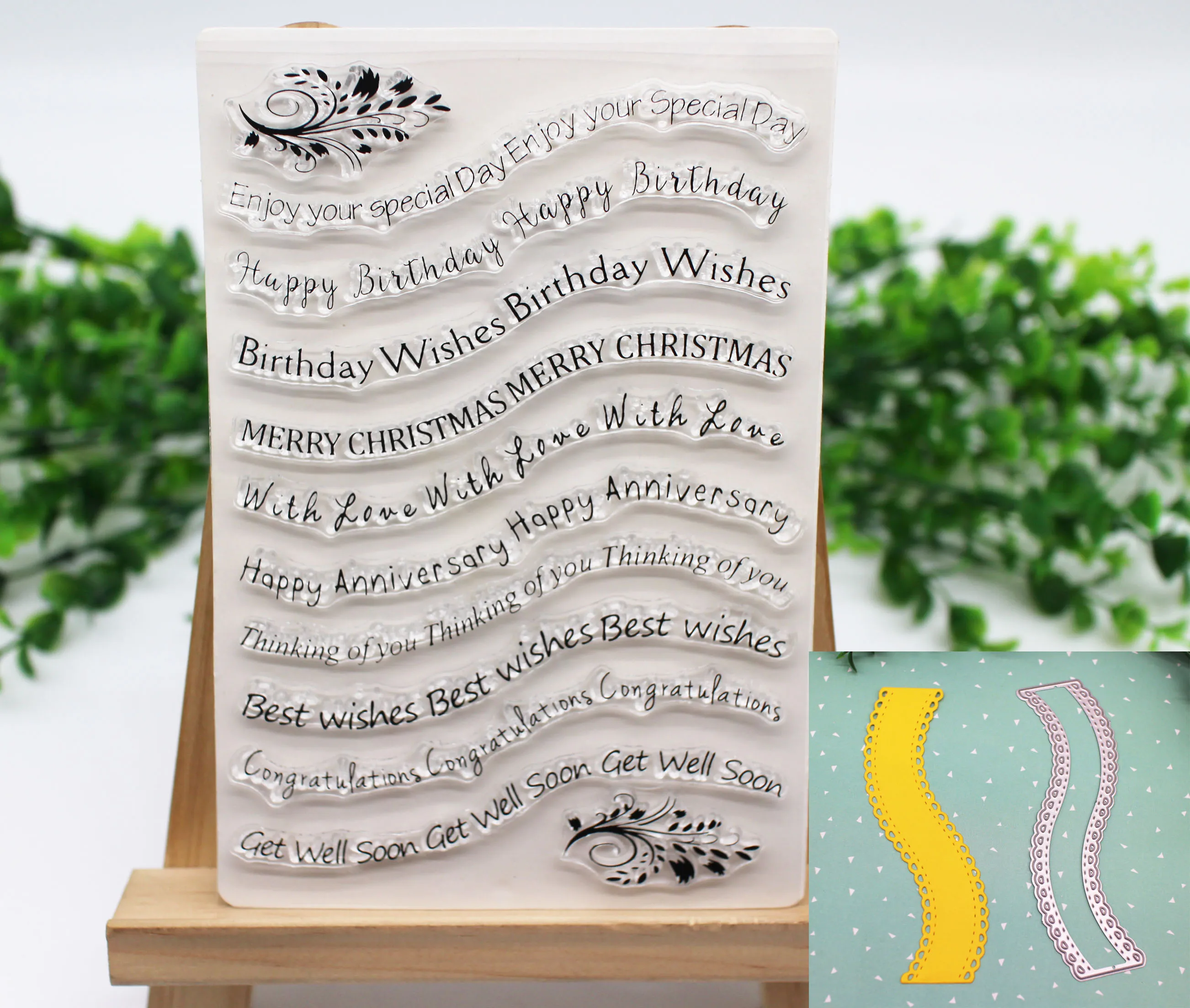 Curved Metal Cutting Dies Birthday words Clear Stamp Wave Border Dies and stamp set for Card Crafts cutting die for Scrapbook
Curved Metal Cutting Dies Birthday words Clear Stamp Wave Border Dies and stamp set for Card Crafts cutting die for Scrapbook