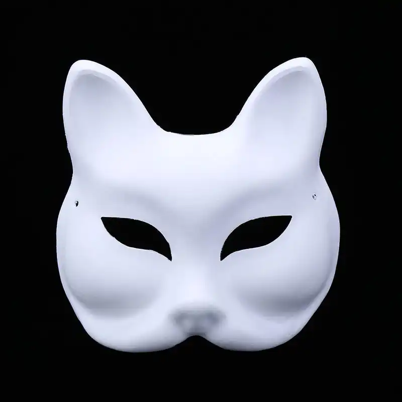 Cat Fox Unpainted Blank White Mask Women Lady Girls Venetian
