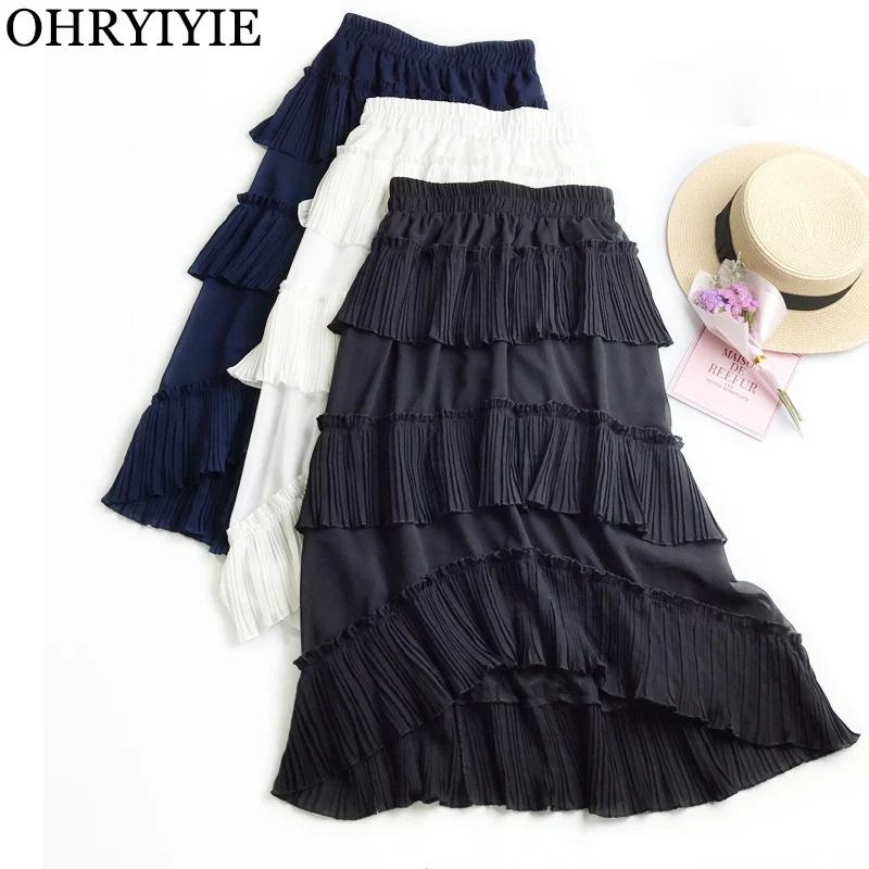 OHRYIYIE 2019 Spring Autumn White Black Blue Tiered Chiffon Skirts Women Korean Fashion A-Line Long Skirt Female Bohemian Skirts
OHRYIYIE 2019 Spring Autumn White Black Blue Tiered Chiffon Skirts Women Korean Fashion A-Line Long Skirt Female Bohemian Skirts