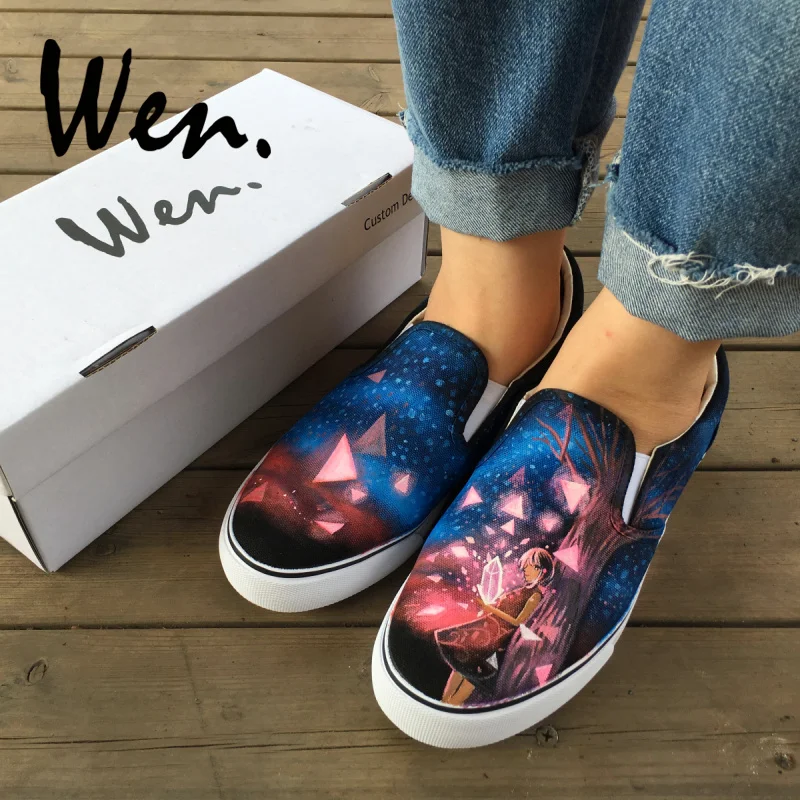 Wen Hand Painting Canvas Sneakers Low Flat Slip on Original Design Blue Sky Stars Diamond Painted Shoes Men Women Plimsolls
Wen Hand Painting Canvas Sneakers Low Flat Slip on Original Design Blue Sky Stars Diamond Painted Shoes Men Women Plimsolls