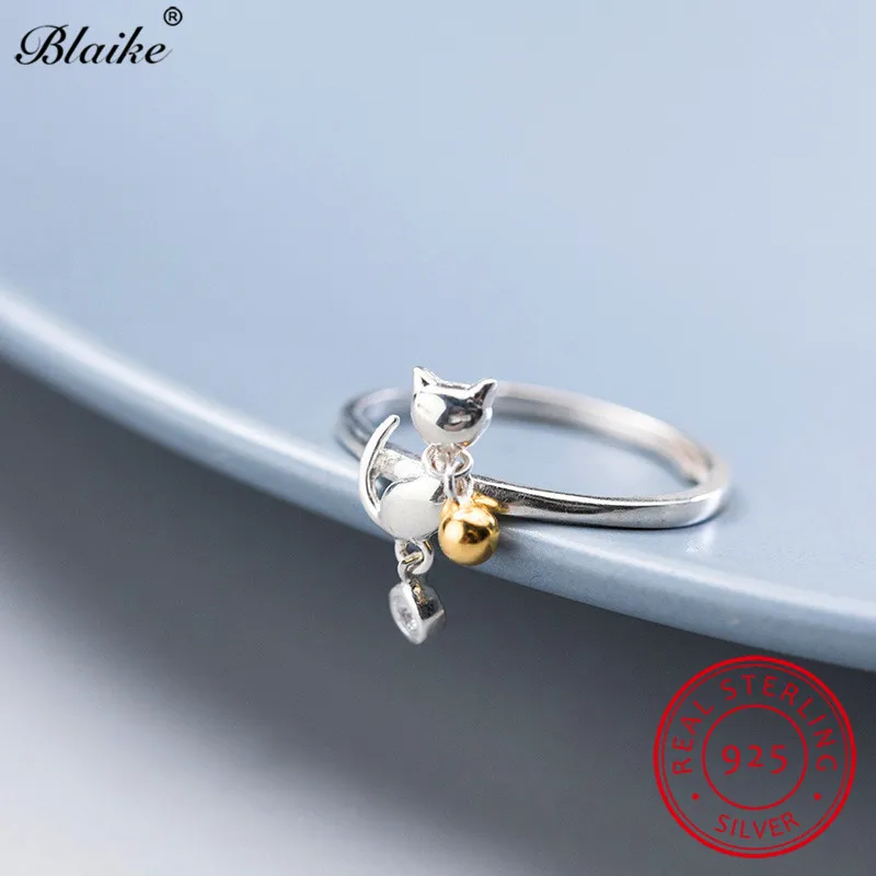 Blaike Cute Bell Cat Rings For Women Real 925 Sterling Silver Open Adjustable Forefinger Ring Female Wedding Party Fine Jewelry
Blaike Cute Bell Cat Rings For Women Real 925 Sterling Silver Open Adjustable Forefinger Ring Female Wedding Party Fine Jewelry