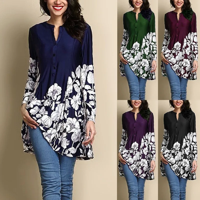 2018 Autumn Winter Women Sexy V-Neck Shirt Casual Long Sleeve Tops Ladies Fashion Printing Loose Women Clothing Plus Size Blouse
2018 Autumn Winter Women Sexy V-Neck Shirt Casual Long Sleeve Tops Ladies Fashion Printing Loose Women Clothing Plus Size Blouse