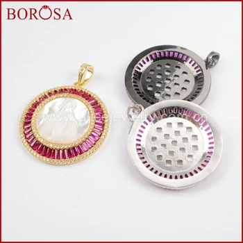 BOROSA Gold/Silver/Black Micro Pave CZ Crystal Round White Shell Pendant,New White Zircons Pave CZ Druzy Pendant for Women WX821
BOROSA Gold/Silver/Black Micro Pave CZ Crystal Round White Shell Pendant,New White Zircons Pave CZ Druzy Pendant for Women WX821