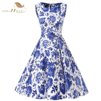 SISHION Women Casual Dress Sleeveless Tank Tunic Blue Floral Print Large Swing Vintage Hepburn Ladies Cotton Summer Dress VD0106
SISHION Women Casual Dress Sleeveless Tank Tunic Blue Floral Print Large Swing Vintage Hepburn Ladies Cotton Summer Dress VD0106