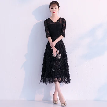 Elegant Women A-Line Prom Formal Dress Classic Black Sequins Evening Party Gowns Royal Noble V-Neck Princess Cheongsam Vestidos
Elegant Women A-Line Prom Formal Dress Classic Black Sequins Evening Party Gowns Royal Noble V-Neck Princess Cheongsam Vestidos