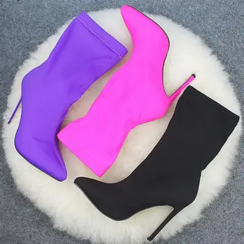 Women shoes Pointed Toe Elastic Boots Candy Color Cloth Boots High Heel Socks Boots Thin High Heels Women Shoes Pumps Size 35-43
Women shoes Pointed Toe Elastic Boots Candy Color Cloth Boots High Heel Socks Boots Thin High Heels Women Shoes Pumps Size 35-43