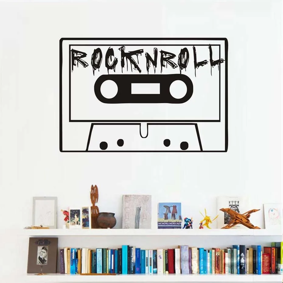 Rocknroll Music Magnetic Cassette Tape Wall Art Murals Vinyl Wall Sticker For Bedroom Home Decor Music Room Removable Wallpaper (5)