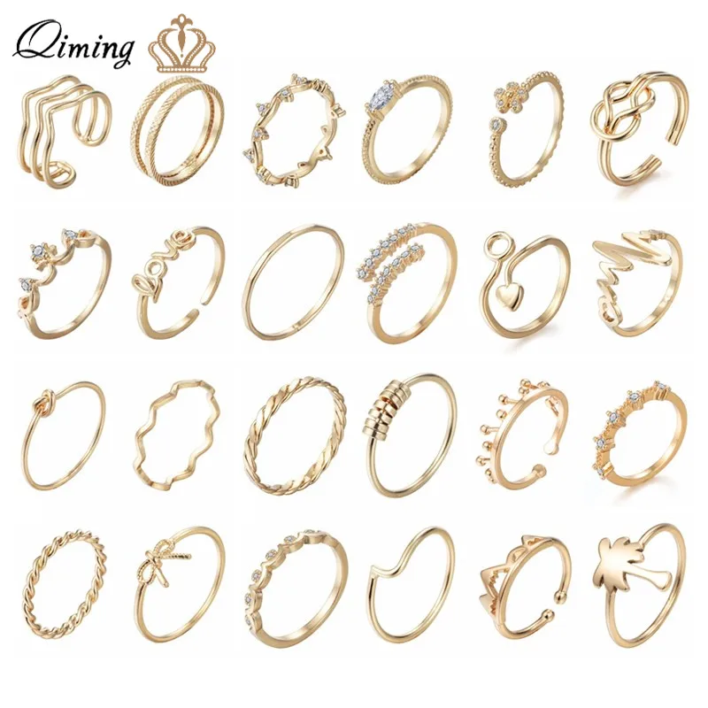 QIMING Korean Finger Toe Ring Women's Gold Fashion Wedding Jewelry CZ Crystal Midi Rings Minimalism Knuckle Ring Girls Gift
QIMING Korean Finger Toe Ring Women's Gold Fashion Wedding Jewelry CZ Crystal Midi Rings Minimalism Knuckle Ring Girls Gift