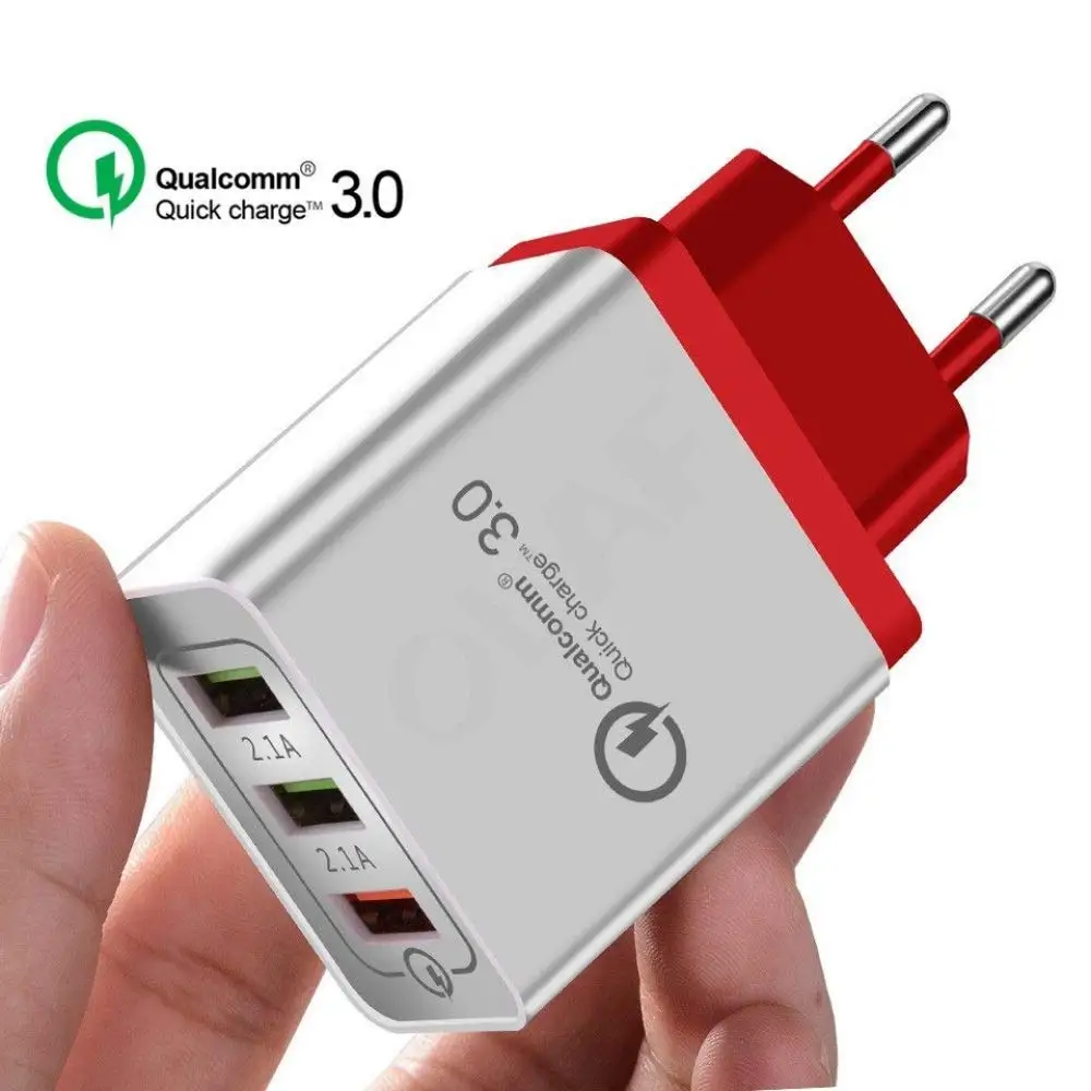 

EU US Plug 3 Ports Universal USB Quick Charger 3.0 5V/2.1A for XiaoMi iPhone 8 7 Samsung S9 S8 HuaWei Mobile Phone Wall Charge