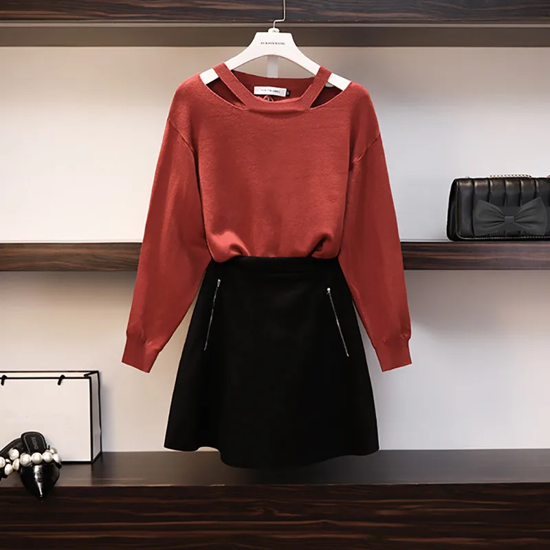Plus size M-3XL 2019 Spring Women Long Sleeves Sexy Collar Knitted Tops + Skirt 2 pcs sets Female Casial Suits A671
Plus size M-3XL 2019 Spring Women Long Sleeves Sexy Collar Knitted Tops + Skirt 2 pcs sets Female Casial Suits A671