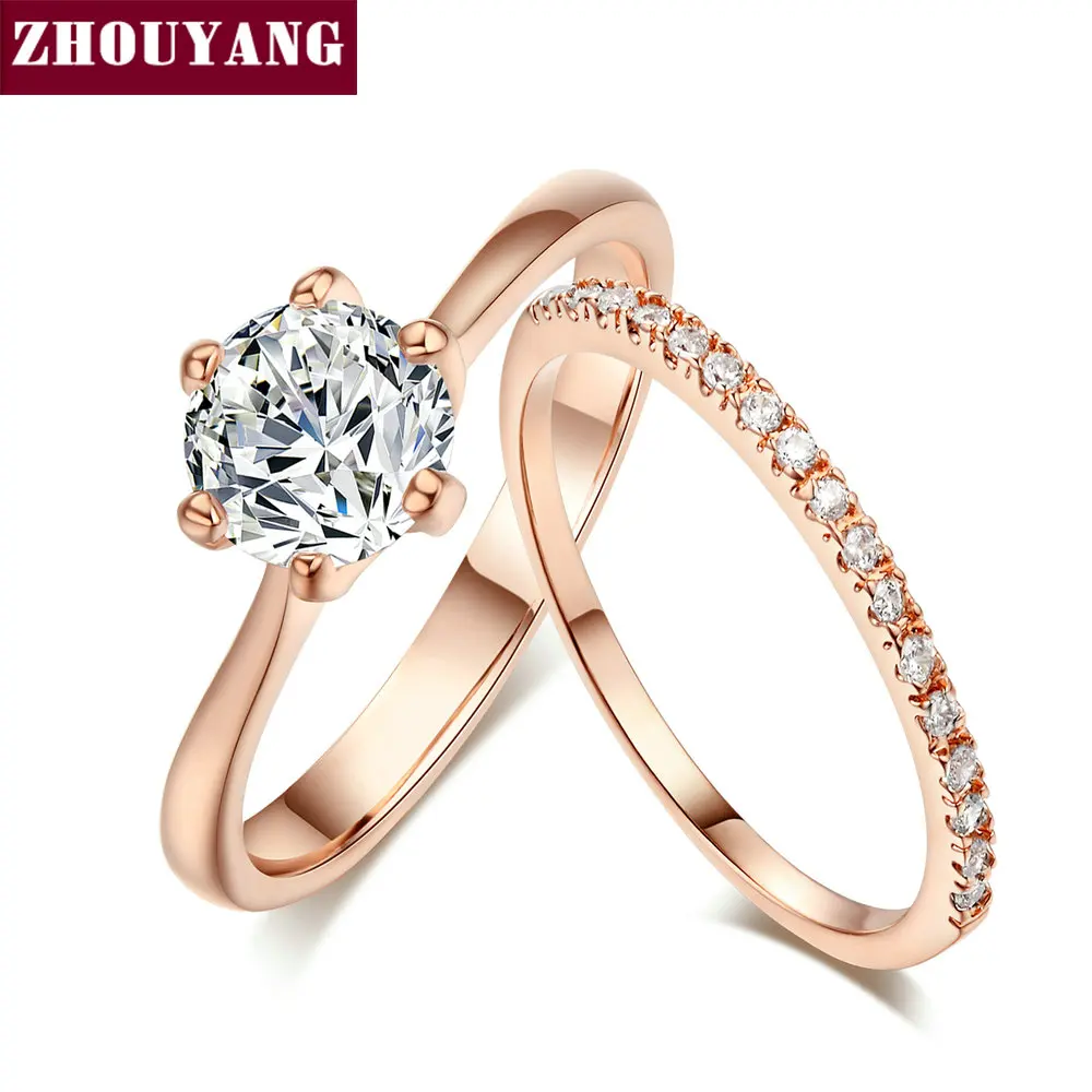 ZHOUYANG Wedding Ring Set For Women Forever Classic Style Multicolor Optional AAA+CZ Rose Gold Color 2 PCS Fashion Jewelry SR013
ZHOUYANG Wedding Ring Set For Women Forever Classic Style Multicolor Optional AAA+CZ Rose Gold Color 2 PCS Fashion Jewelry SR013