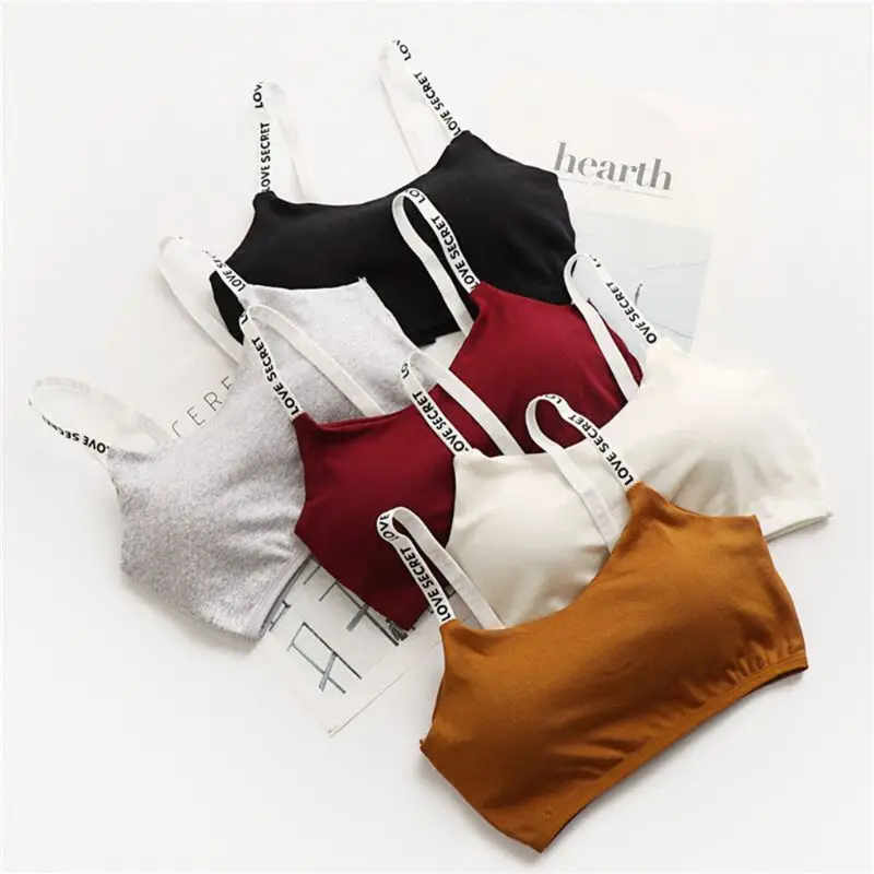 Women Student Letters Printed Spaghetti Straps Bra Removable Padded Seamless Bralette Teenage Girl Solid Color Cotton 3 Hook &
Women Student Letters Printed Spaghetti Straps Bra Removable Padded Seamless Bralette Teenage Girl Solid Color Cotton 3 Hook &